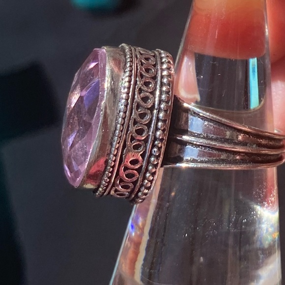 Pink Kuzinite & Sterling Silver Handcrafted Ring Size 7 1/2 - Picture 4 of 6